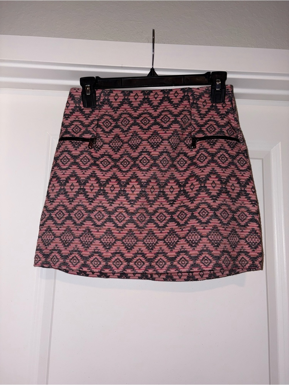 stradivarius Pink and Black Aztec Mini Skirt